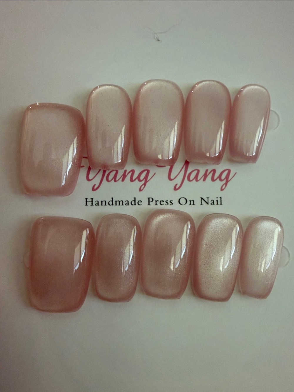 Handmade Press On Nails - Soft Pink Cateye